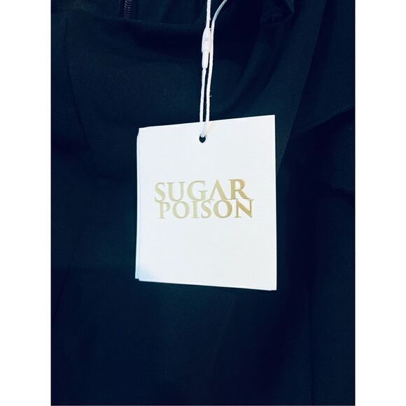 SUGAR POISON Women's Sleeveless Ruffle One Shoulder High Waist Long Jumpsuit - Picture 6 of 7